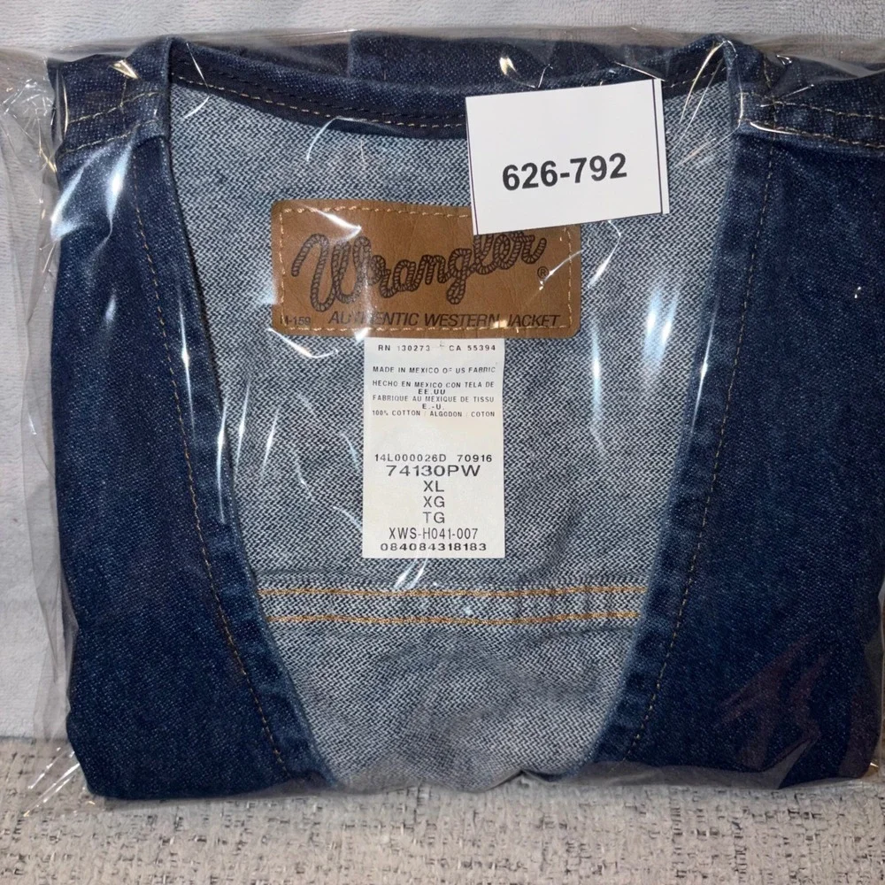 Vintage Wrangler Denim Vest XL Western Cowboy‎ Trucker Blue Jean Button 74130PW